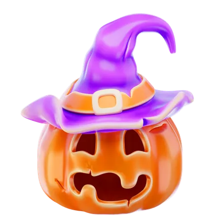 Calabaza con sombrero de bruja  3D Icon