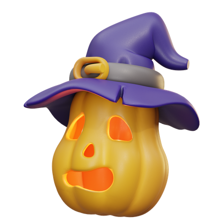 Calabaza con sombrero de bruja  3D Icon