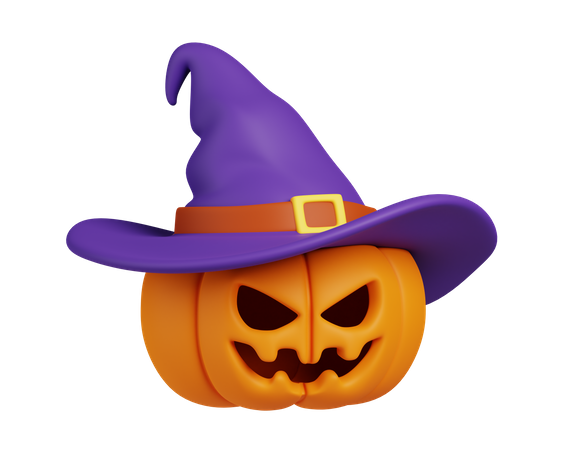 Calabaza con sombrero de bruja  3D Icon