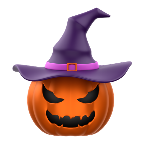 Calabaza con sombrero de bruja  3D Icon