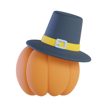 Calabaza con sombrero de peregrino  3D Icon