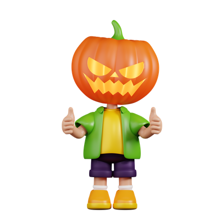 Calabaza dando un pulgar hacia arriba  3D Illustration