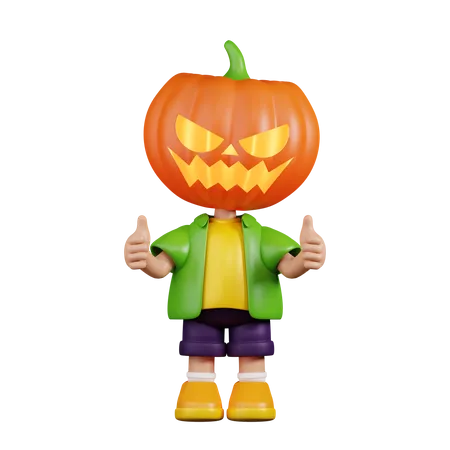 Calabaza dando un pulgar hacia arriba  3D Illustration