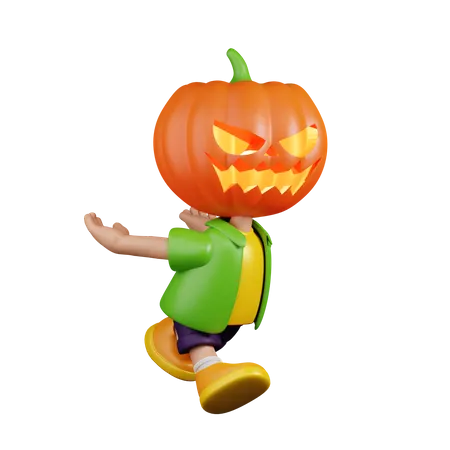 Calabaza comienza a saltar  3D Illustration