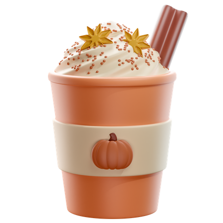 Café con leche con especias de calabaza  3D Icon