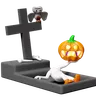 fantasma de calabaza en el cementerio