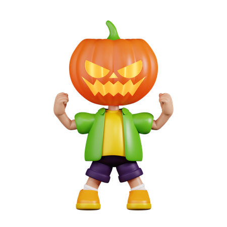 Calabaza luciendo fuerte  3D Illustration