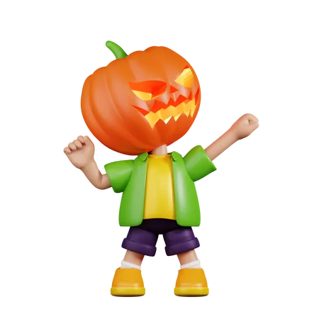 Calabaza luciendo victoriosa  3D Illustration