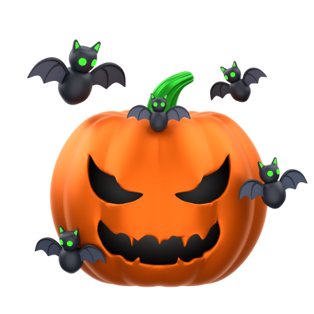 Calabaza y murciélago  3D Icon