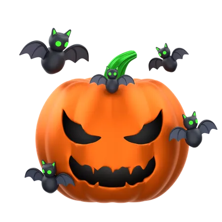 Calabaza y murciélago  3D Icon