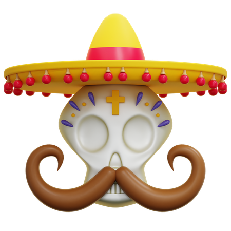 Calavera con bigote  3D Icon