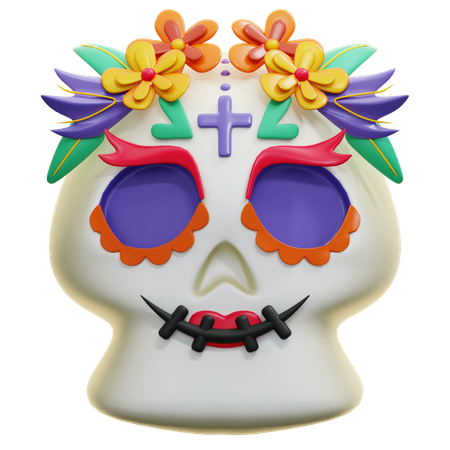 Calavera con flores  3D Icon