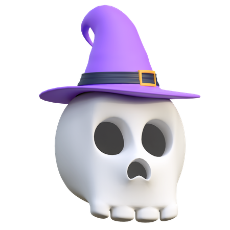 Calavera con sombrero de bruja  3D Icon