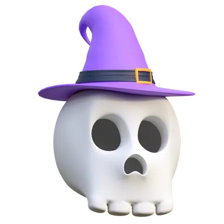 Calavera con sombrero de bruja  3D Icon