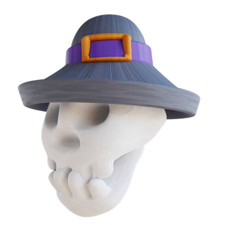 Calavera con sombrero de bruja  3D Icon