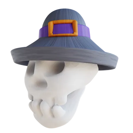 Calavera con sombrero de bruja  3D Icon