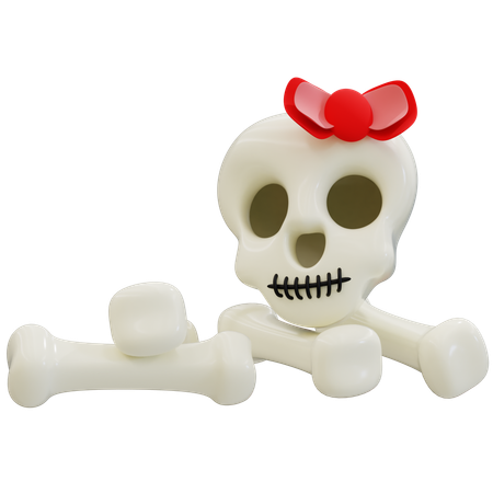 Calavera de Halloween con lazo rojo  3D Icon