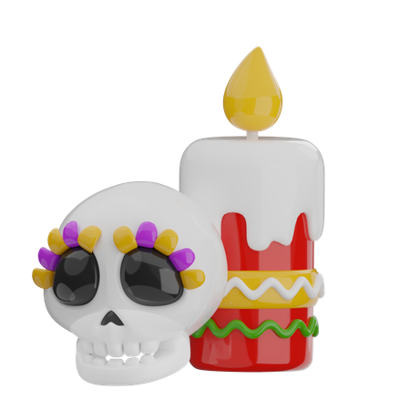 Calavera y vela  3D Icon