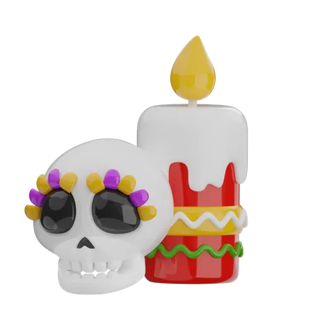 Calavera y vela  3D Icon