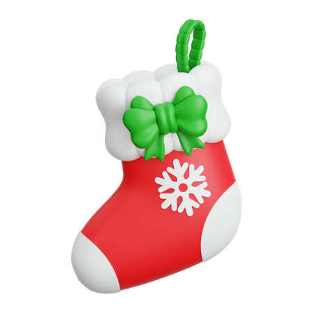 Calcetín navideño con lazo  3D Icon