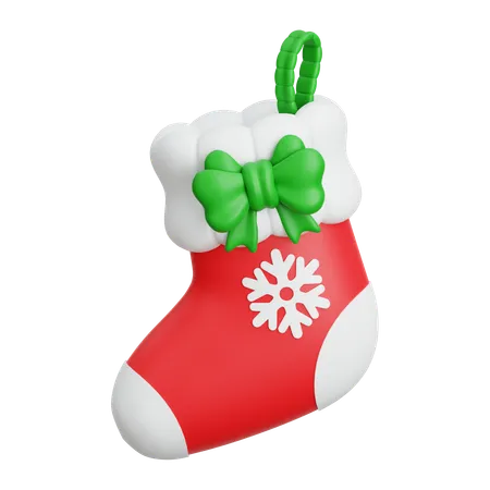 Calcetín navideño con lazo  3D Icon