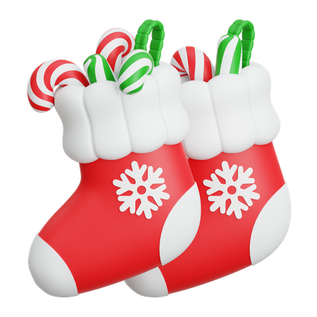 Calcetines navideños con caramelos  3D Icon