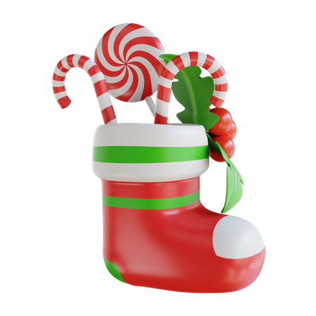 Calcetines navideños y dulces  3D Icon