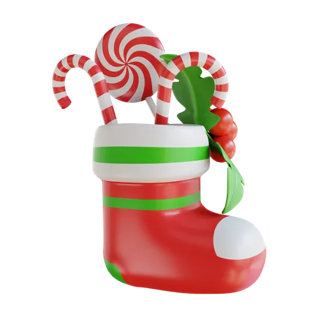 Calcetines navideños y dulces  3D Icon