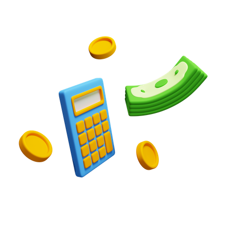 Calculadora com dinheiro  3D Icon