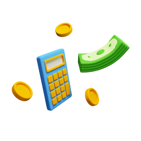 Calculadora com dinheiro  3D Icon