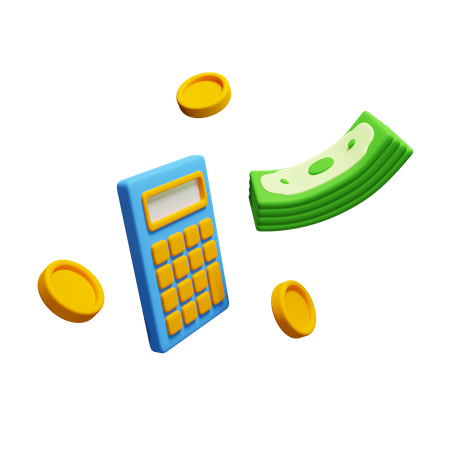 Calculadora con dinero  3D Icon