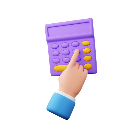 Mano usando calculadora  3D Icon