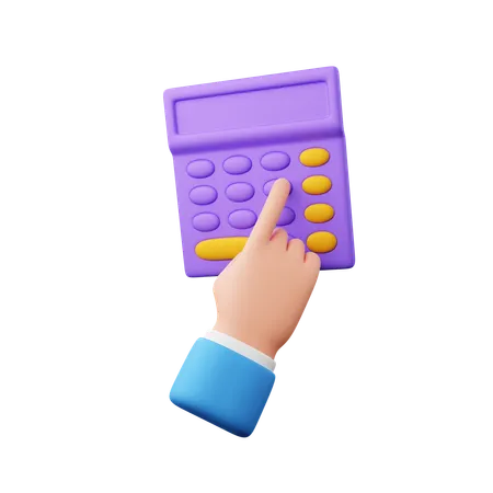 Mano usando calculadora  3D Icon