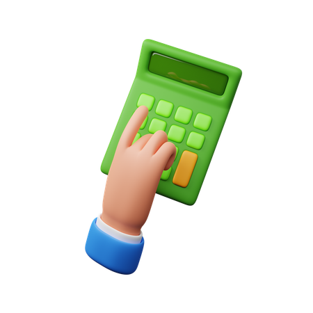 Mano usando calculadora  3D Icon