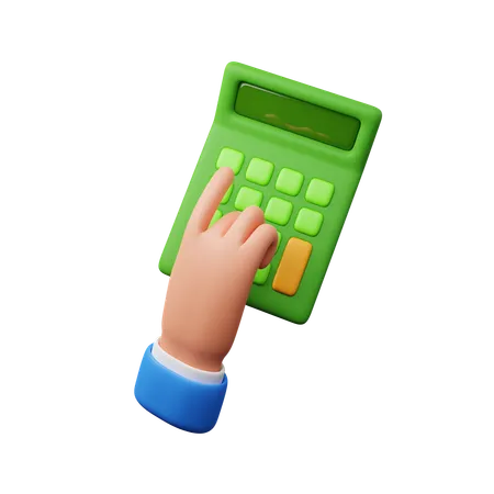 Mano usando calculadora  3D Icon