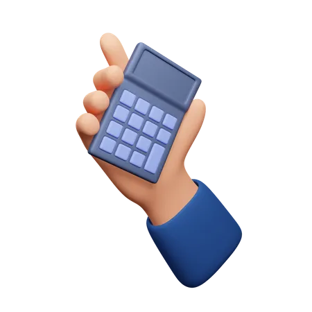 Mão segurando calculadora  3D Icon