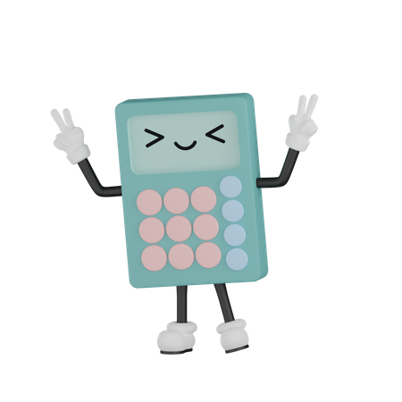 Calculadora feliz  3D Illustration