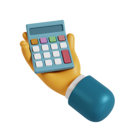 Calculadora segurando gesto com a mão  3D Icon