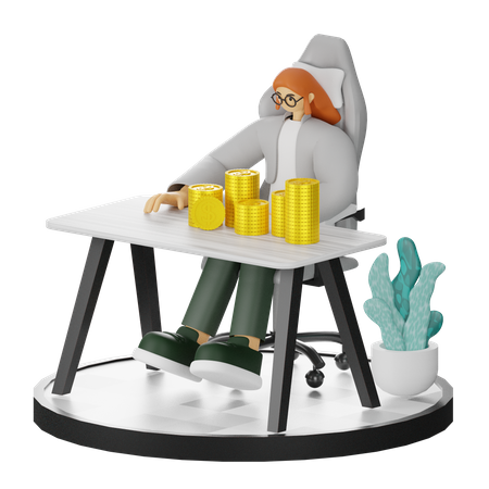 Calculating Earnings  3D Illustration