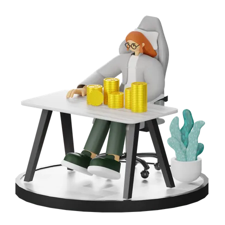 Calculating Earnings  3D Illustration