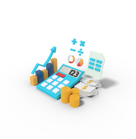 Calculating Profit  3D Illustration