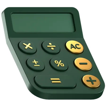 3 D Icon Of A Green Calculator With Gold Details 3D Icon