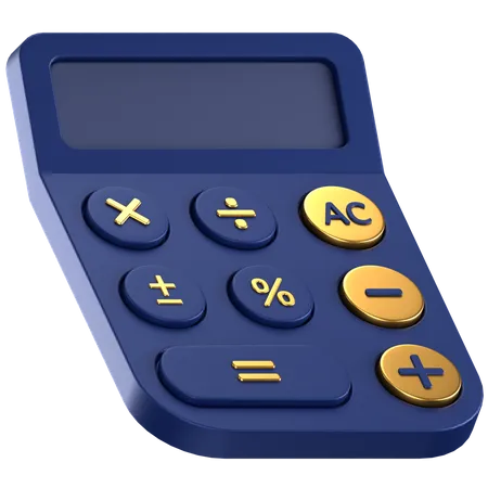 3 D Icon Of A Blue Calculator With Gold Details 3D Icon