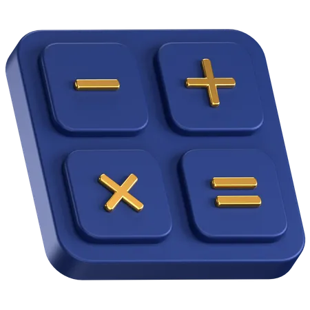3 D Icon Of A Blue Calculator With Gold Details 3D Icon