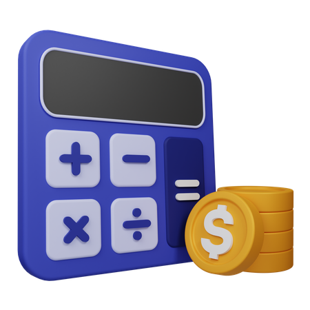 Calculator and Coin  3D Icon