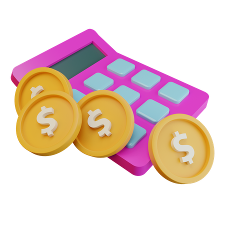 Calculator And Coin  3D Icon