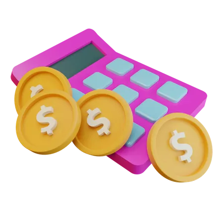 Calculator And Coin 3D Icon
