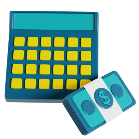 Calculator And Money Clip  3D Icon