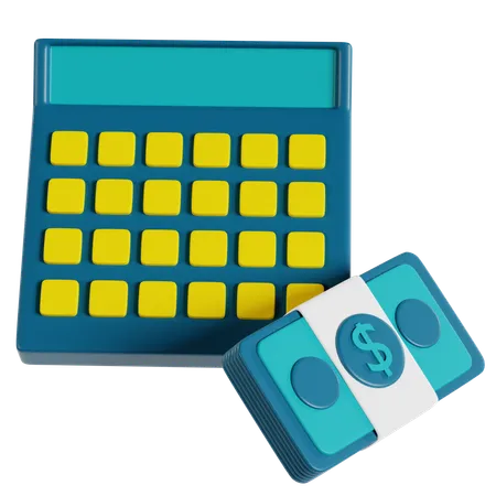 Calculator And Money Clip  3D Icon
