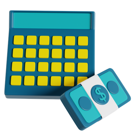 Calculator And Money Clip  3D Icon